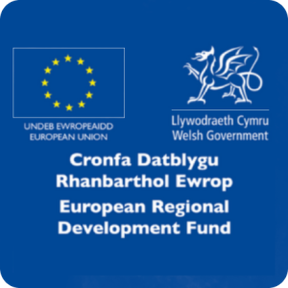 European Regional Development Fund, with EU and Welsh Government logos